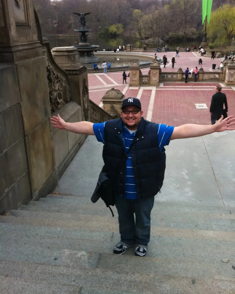 Danny on the steps at Bethesda Terrace in Central Park