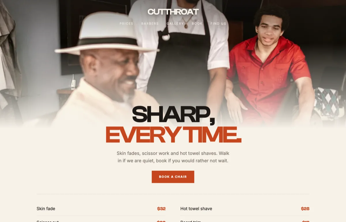 Example design for a barbershop