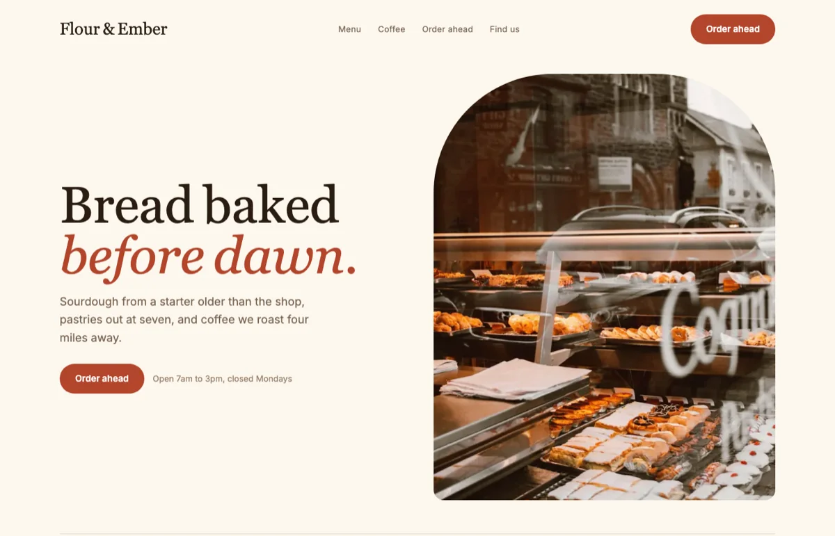 Example design for a bakery and coffee shop