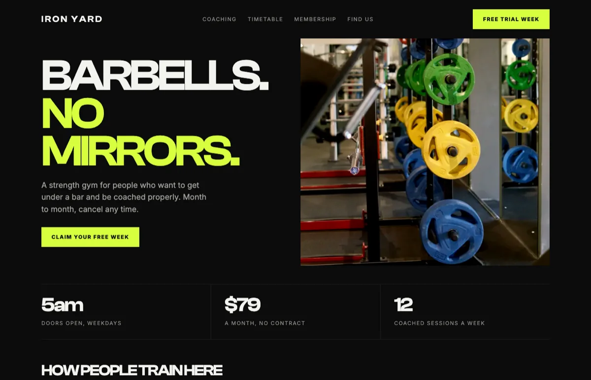 Example design for a barbell gym