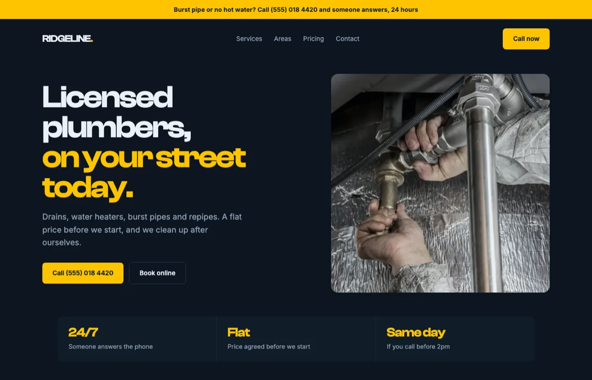 Example design for a plumbing company