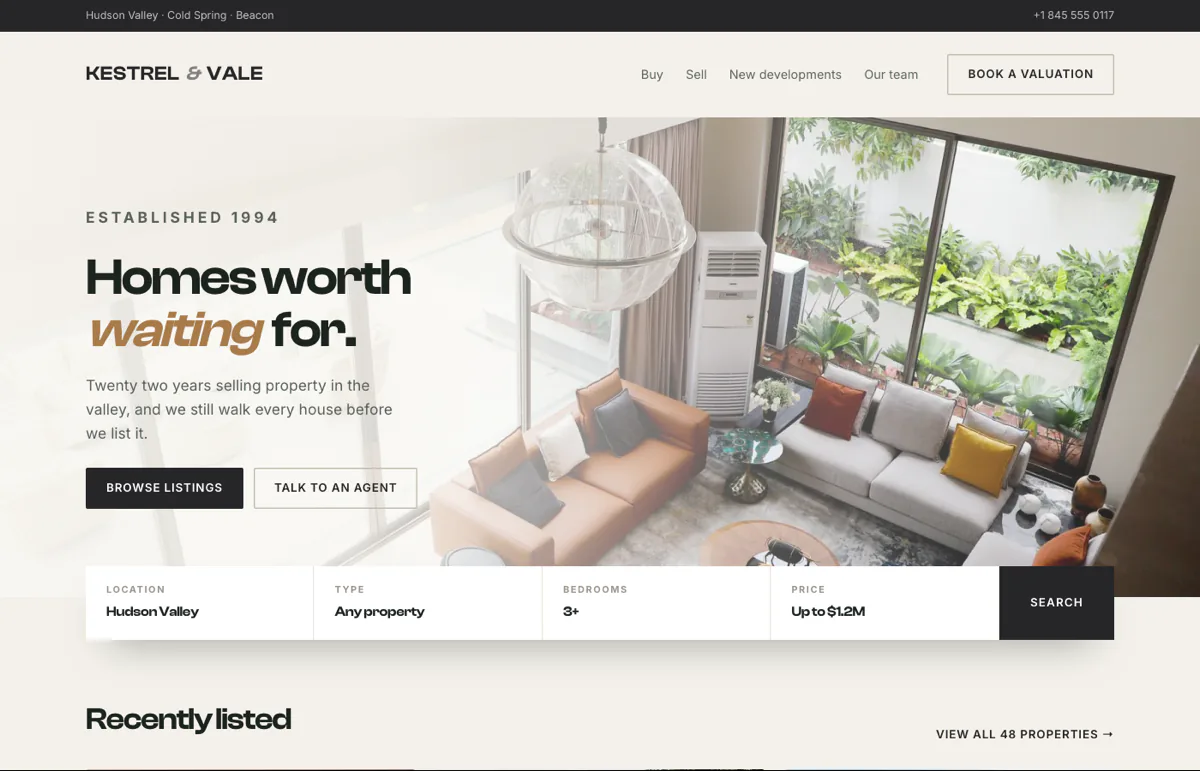 Example design for a real estate agency
